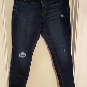 Time and Tru distressed dark wash skinny jeans